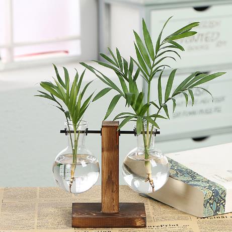 Vintage Planter with Wooden Stand