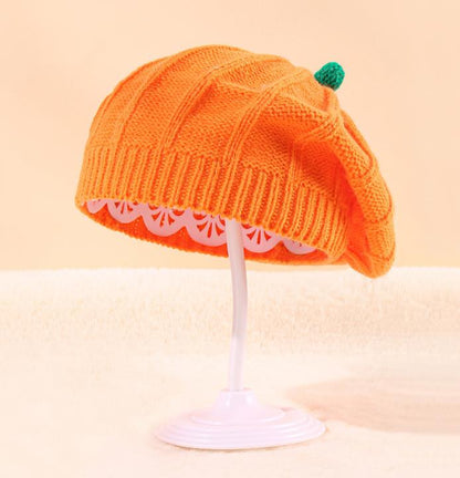 Autumn Pumpkin Knit Beret