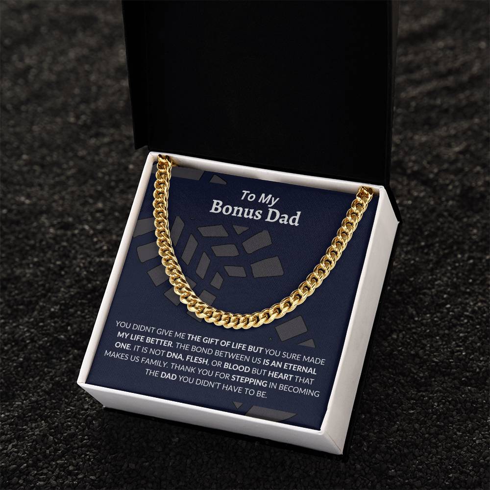 To My Bonus Dad | Thank You - Cuban Link Chain