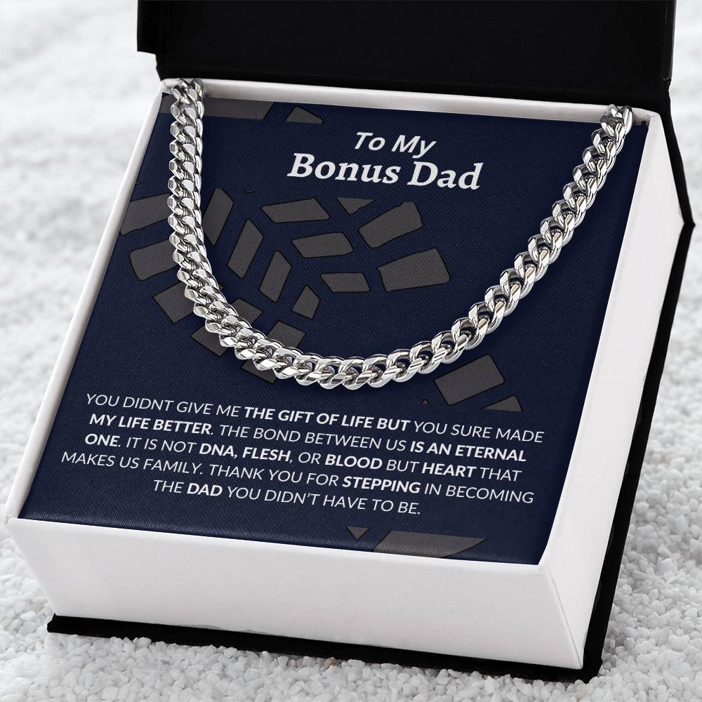 To My Bonus Dad | Thank You - Cuban Link Chain