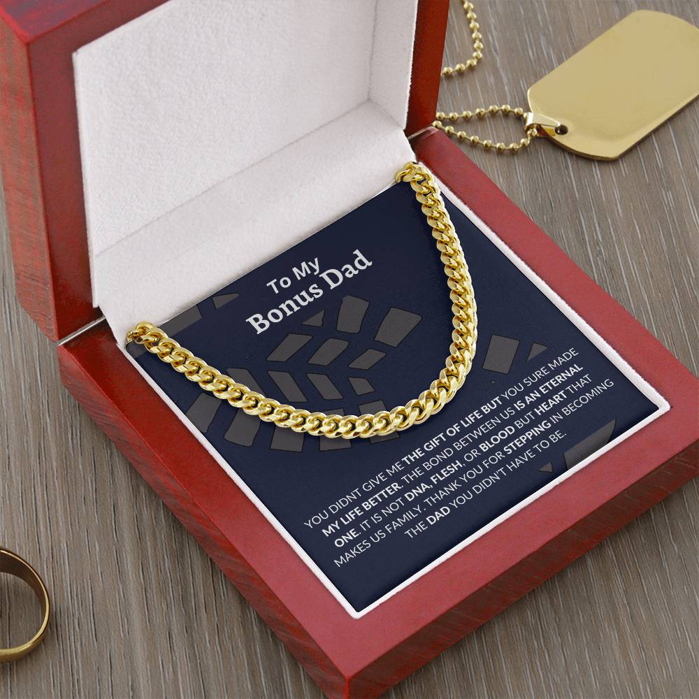 To My Bonus Dad | Thank You - Cuban Link Chain