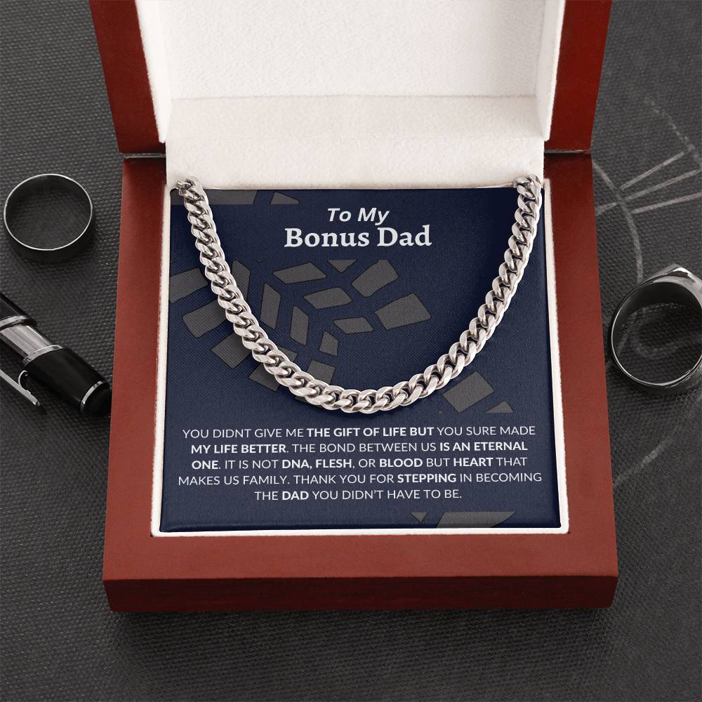 To My Bonus Dad | Thank You - Cuban Link Chain