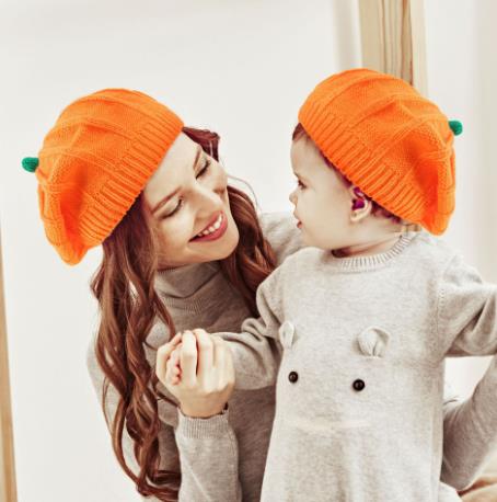 Autumn Pumpkin Knit Beret