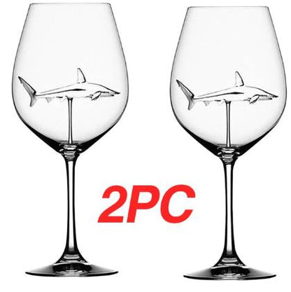 Crystal Shark Wine Glass