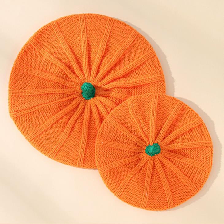 Autumn Pumpkin Knit Beret