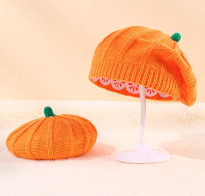 Autumn Pumpkin Knit Beret