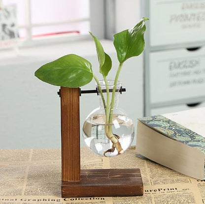 Vintage Planter with Wooden Stand